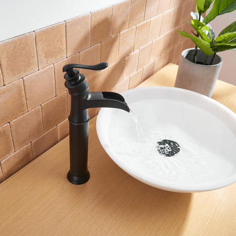 Matte Black Tall Single-Handle Vessel Sink Faucet