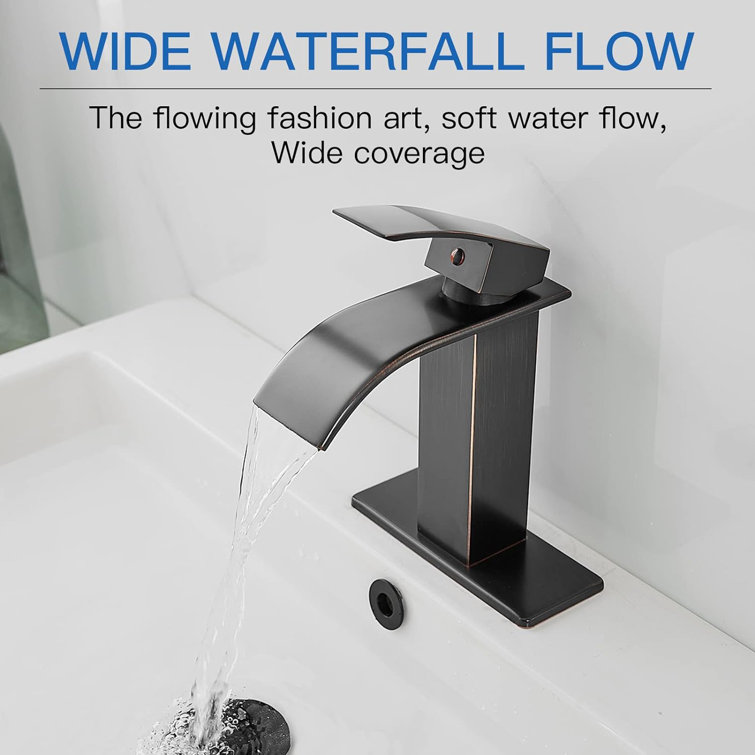 Oil Rubbed Bronze Waterfall Bathroom Faucet with Pop-Up Drain
