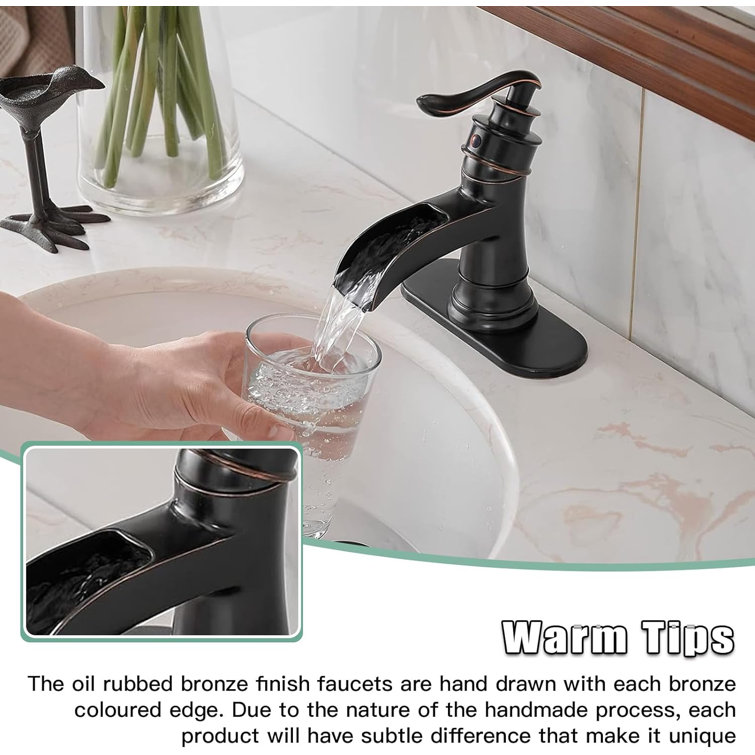 Oil Rubbed Bronze Single-Handle Waterfall Bathroom Faucet
