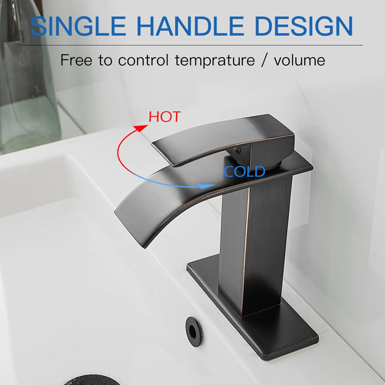 Oil Rubbed Bronze Waterfall Bathroom Faucet with Pop-Up Drain