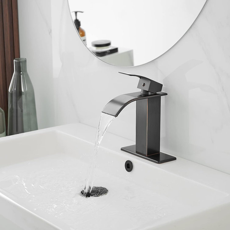 Oil Rubbed Bronze Waterfall Bathroom Faucet with Pop-Up Drain