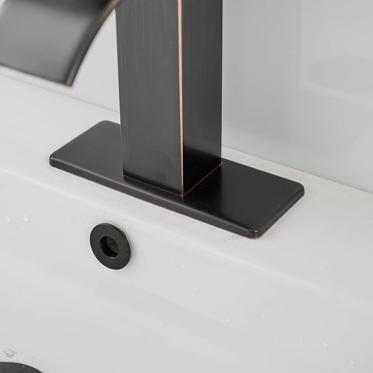 Oil Rubbed Bronze Waterfall Bathroom Faucet with Pop-Up Drain