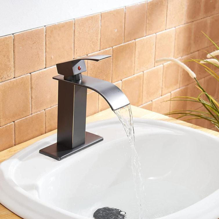 Oil Rubbed Bronze Waterfall Bathroom Faucet with Pop-Up Drain