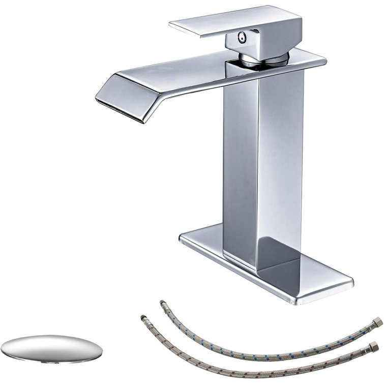 Chrome Single-Handle Waterfall Bathroom Faucet with Pop Up Drain
