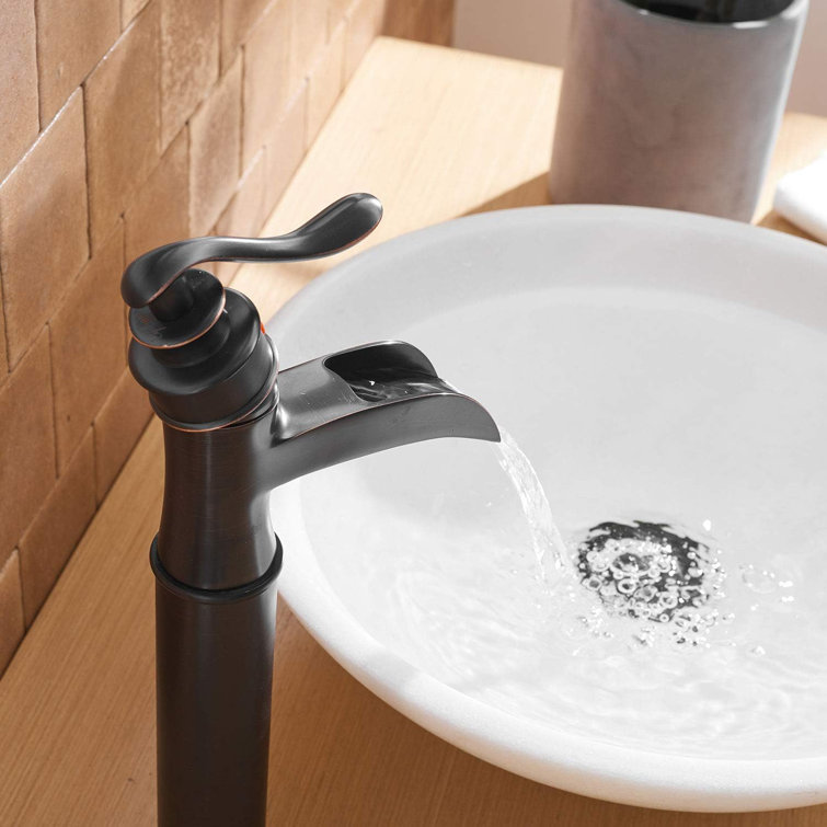 Oil Rubbed Bronze Waterfall Spout Single Handle Bathroom Faucet