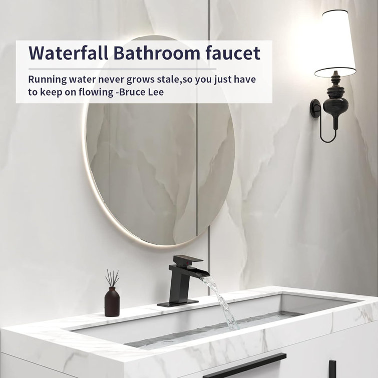 Matte Black Stainless Steel Single-Hole Waterfall Faucet