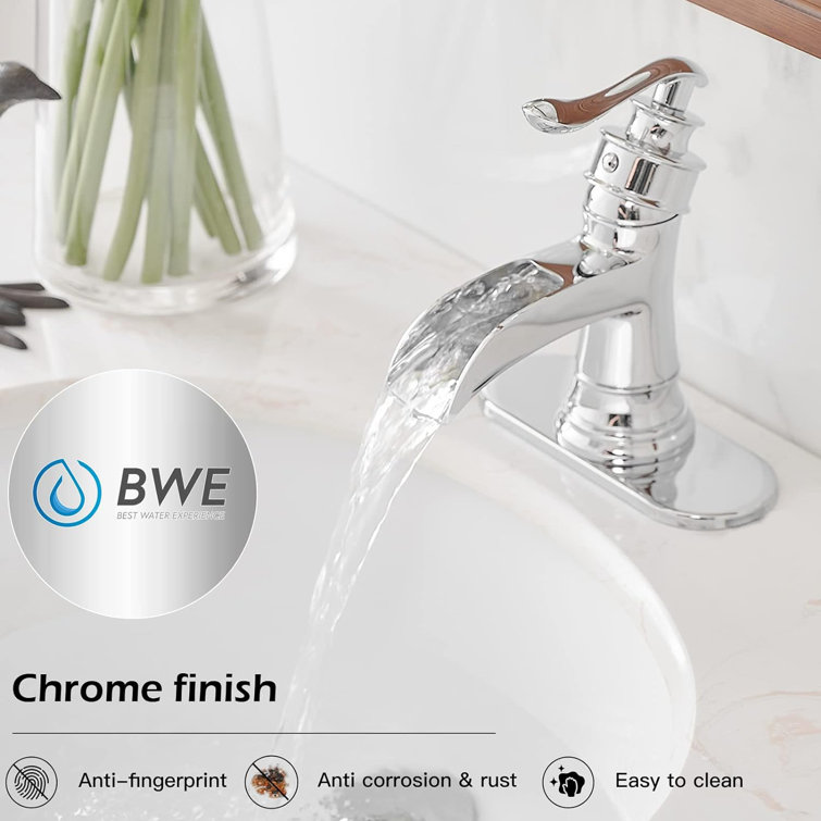Chrome Single-Handle Waterfall Bathroom Faucet