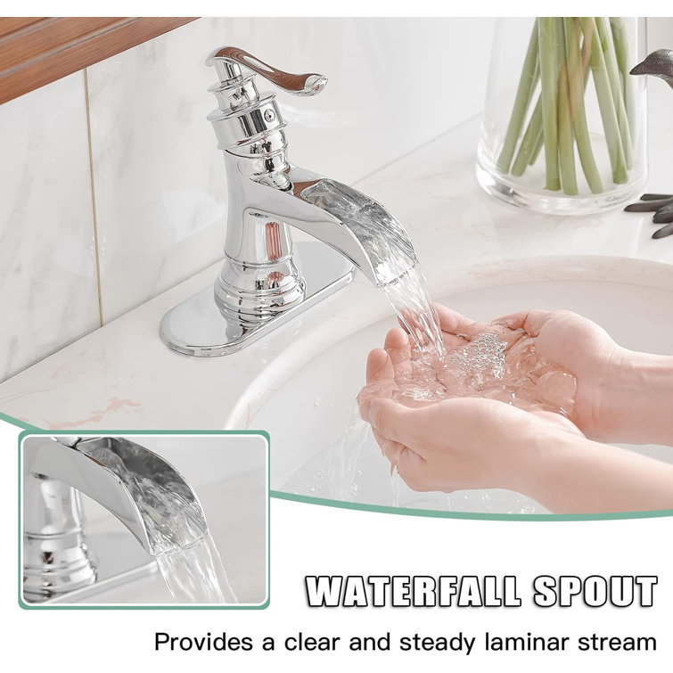 Chrome Single-Handle Waterfall Bathroom Faucet