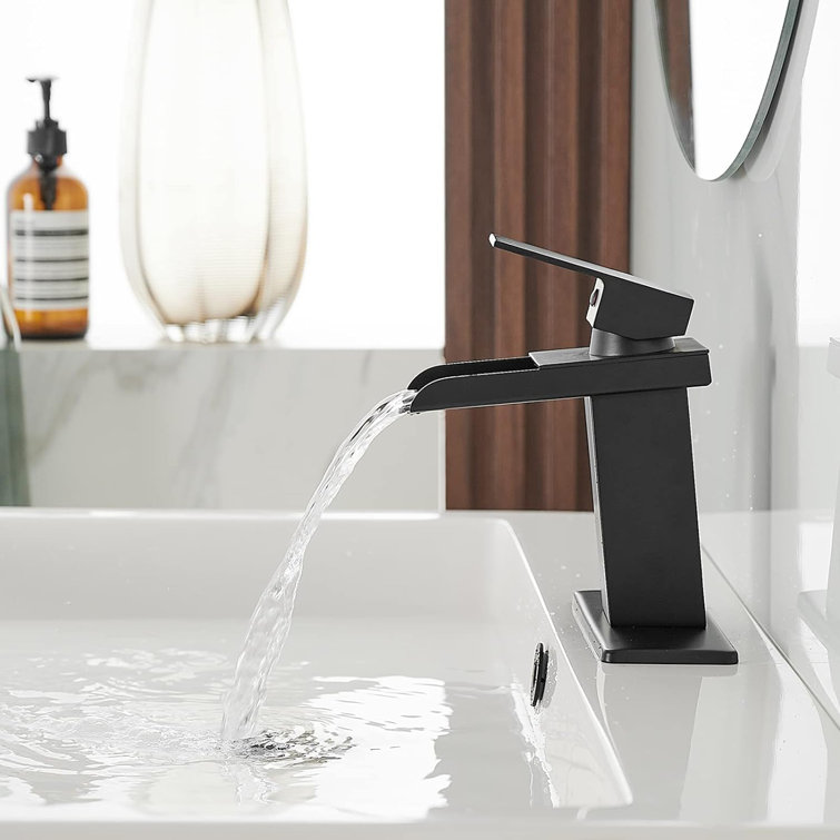Matte Black Stainless Steel Single-Hole Waterfall Faucet