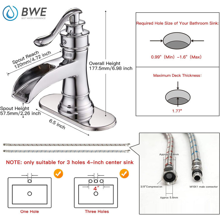 Chrome Single-Handle Waterfall Bathroom Faucet