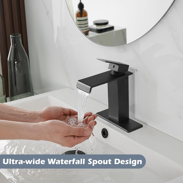 Matte Black Modern Single-Handle Bathroom Faucet with Drain Assembly