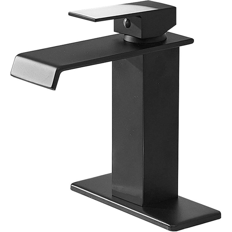 Matte Black Modern Waterfall Bathroom Faucet with Single Handle