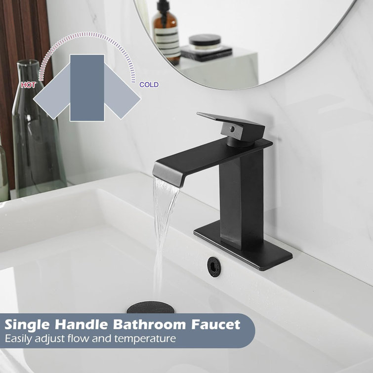 Matte Black Modern Single-Handle Bathroom Faucet with Drain Assembly