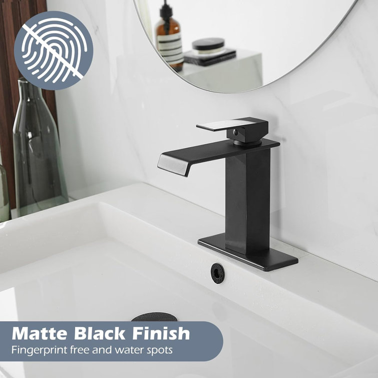 Matte Black Modern Single-Handle Bathroom Faucet with Drain Assembly