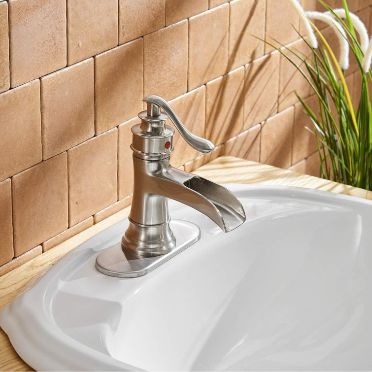 Brushed Nickel Single-Handle Bathroom Faucet with Drain Assembly