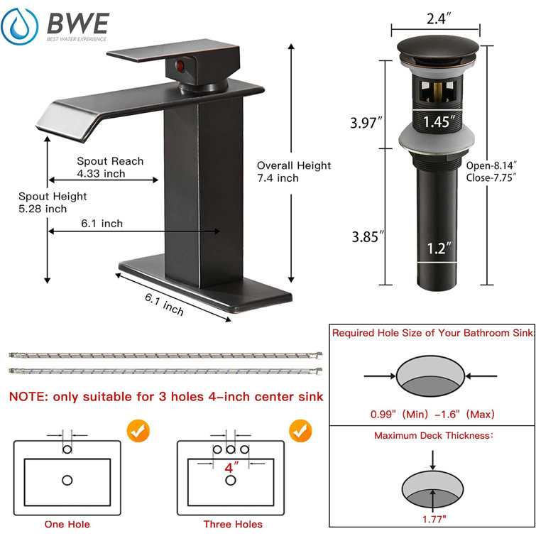 Oil Rubbed Bronze Single Handle Waterfall Bathroom Faucet