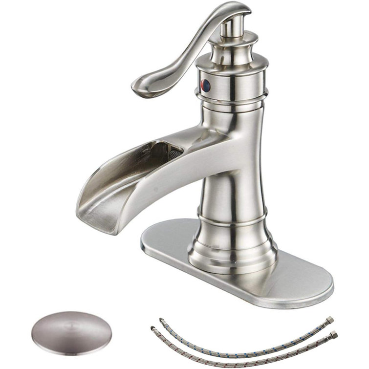 Brushed Nickel Single-Handle Bathroom Faucet with Drain Assembly
