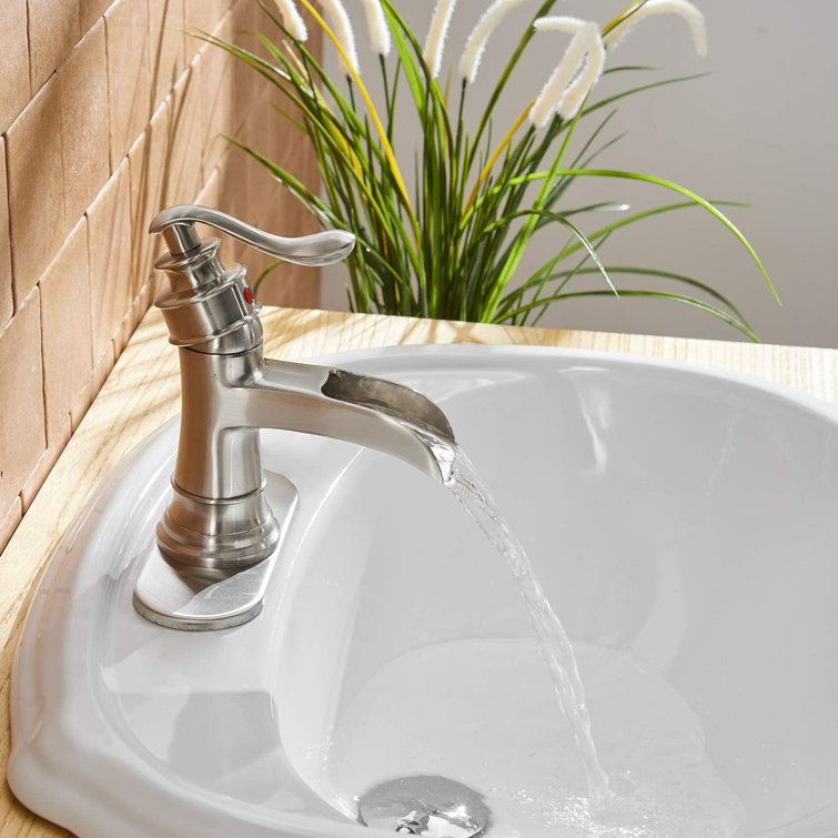 Brushed Nickel Single-Handle Bathroom Faucet with Drain Assembly