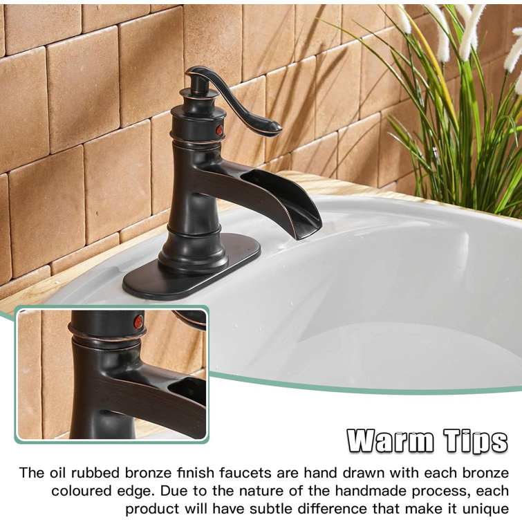Oil Rubbed Bronze Single-Hole Waterfall Bathroom Faucet