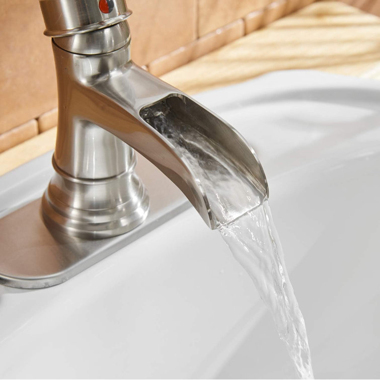 Brushed Nickel Single-Handle Bathroom Faucet with Drain Assembly