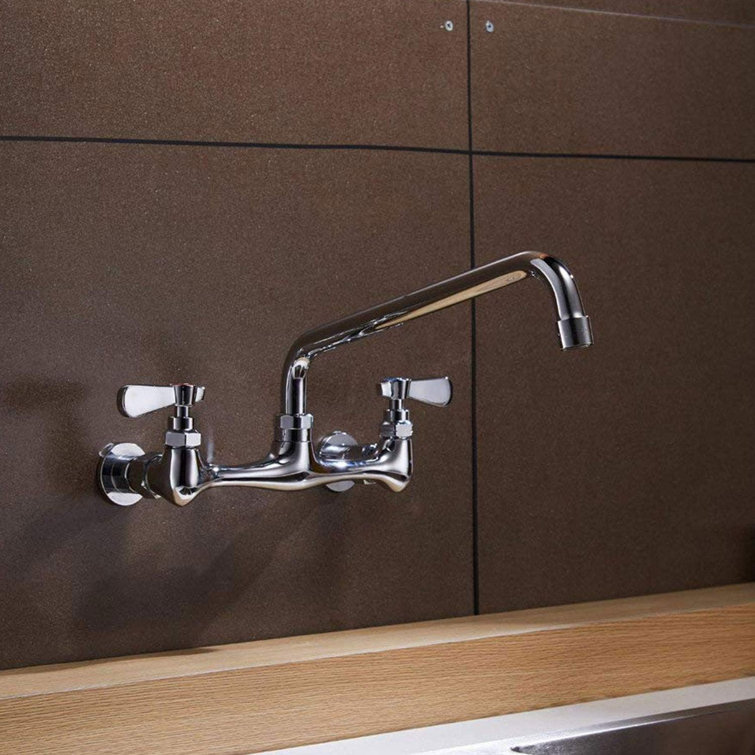 Chrome Wall Mounted 2-Handle Bathroom Faucet