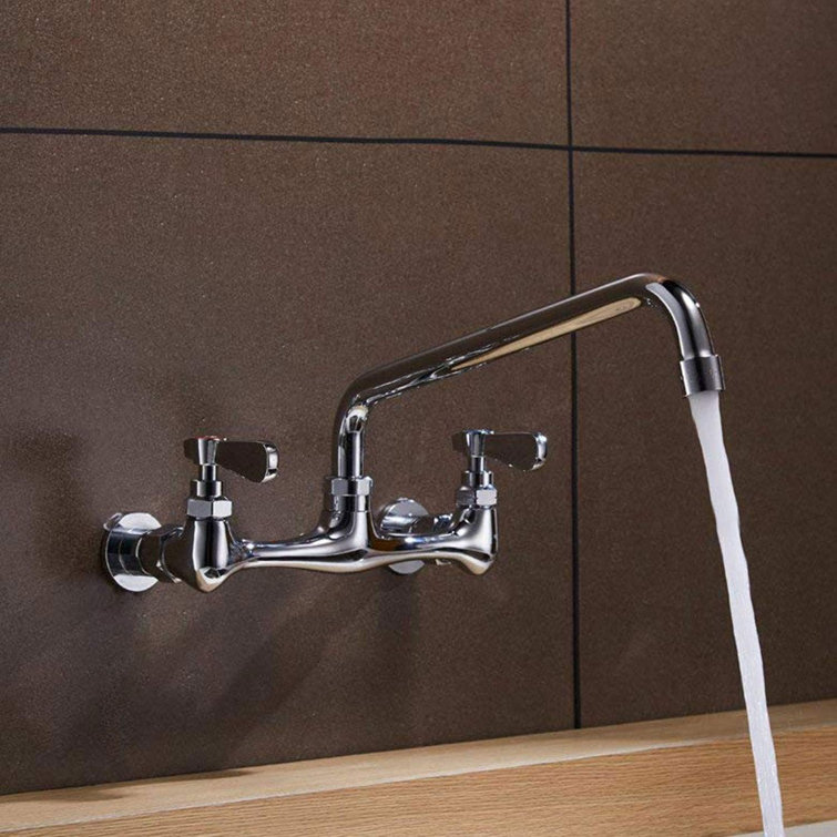 Chrome Wall Mounted 2-Handle Bathroom Faucet