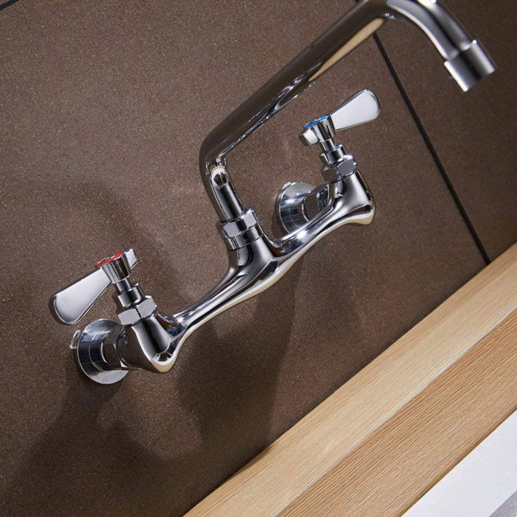 Chrome Wall Mounted 2-Handle Bathroom Faucet