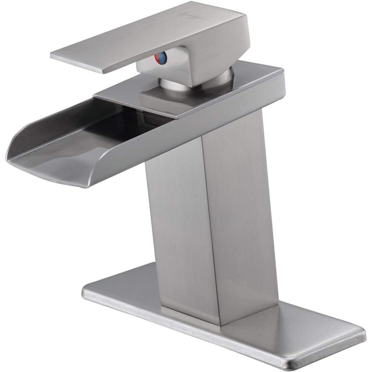 Brushed Nickel Modern Waterfall Single Handle Bathroom Faucet