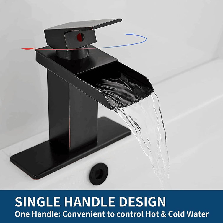 Oil Rubbed Bronze Waterfall Bathroom Faucet with Lever Handle