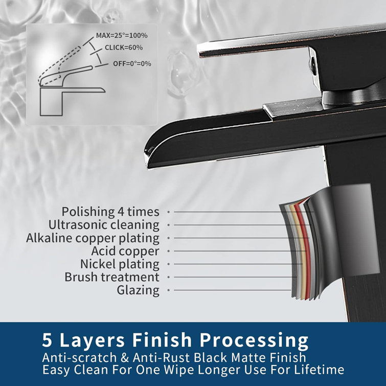 Oil Rubbed Bronze Waterfall Bathroom Faucet with Lever Handle