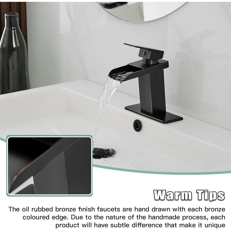 Oil Rubbed Bronze Waterfall Bathroom Faucet with Lever Handle