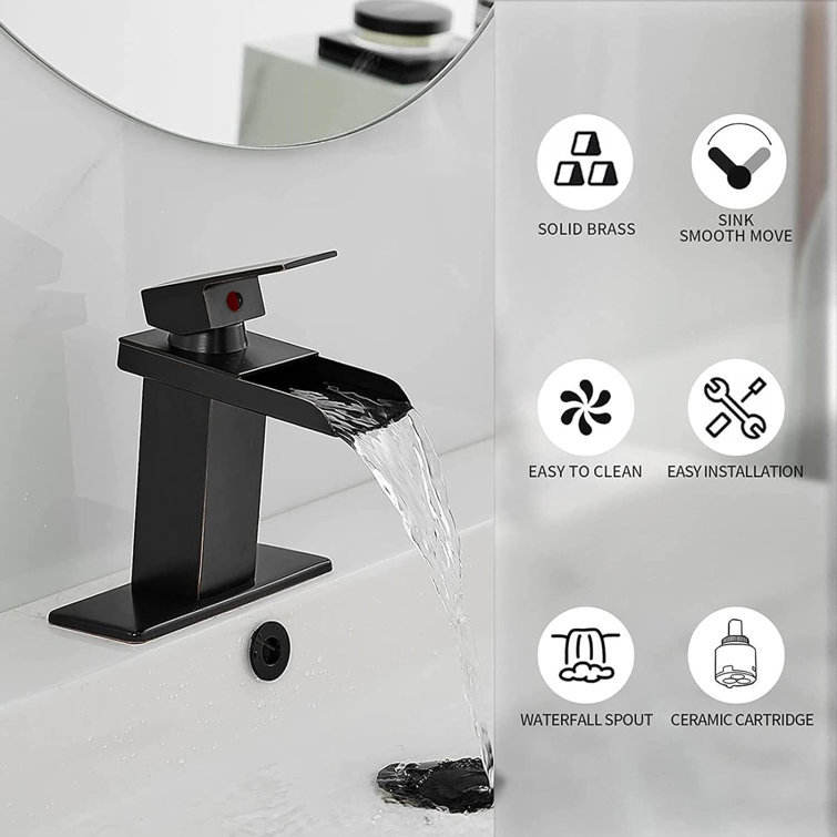 Oil Rubbed Bronze Waterfall Bathroom Faucet with Lever Handle