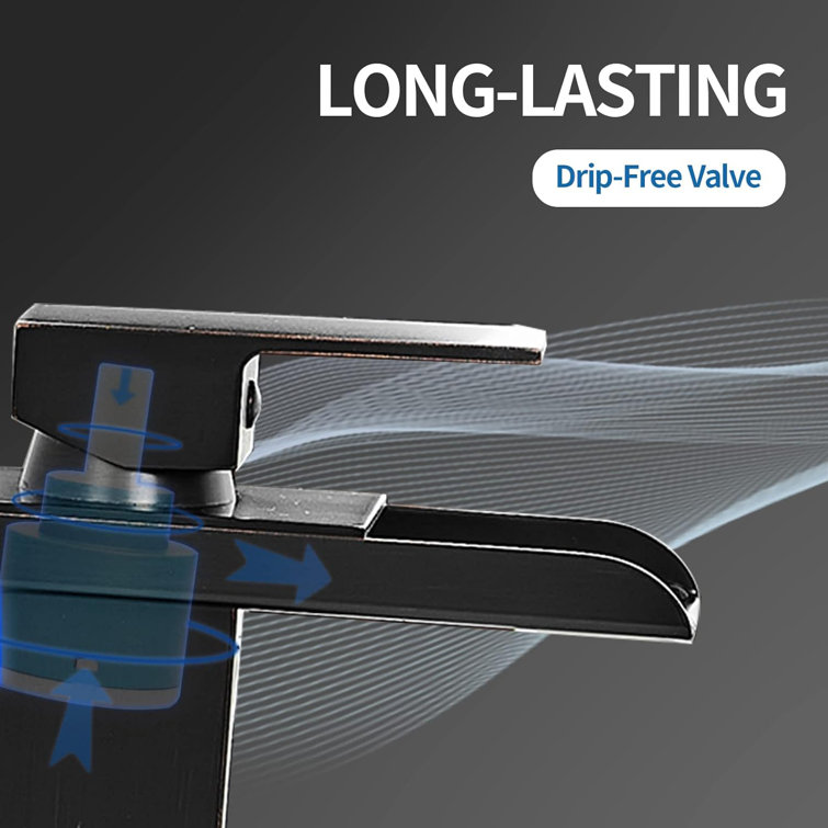 Oil Rubbed Bronze Waterfall Bathroom Faucet with Lever Handle