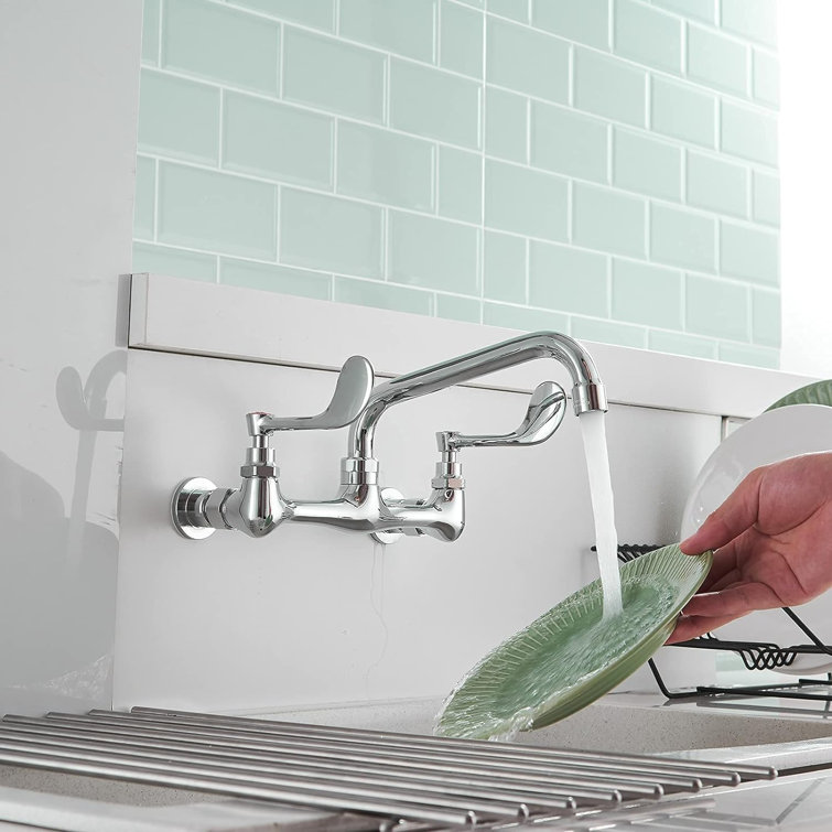Chrome Wall Mounted 2-Handle Bathroom Faucet