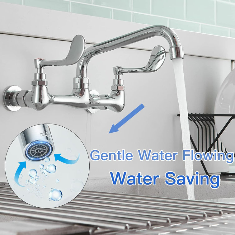 Chrome Wall Mounted 2-Handle Bathroom Faucet