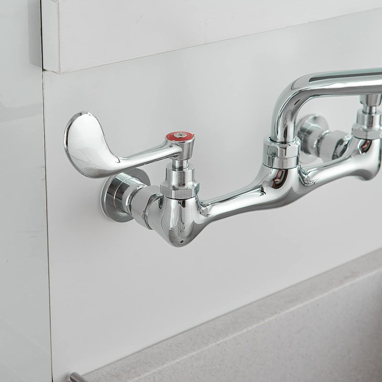 Chrome Wall Mounted 2-Handle Bathroom Faucet