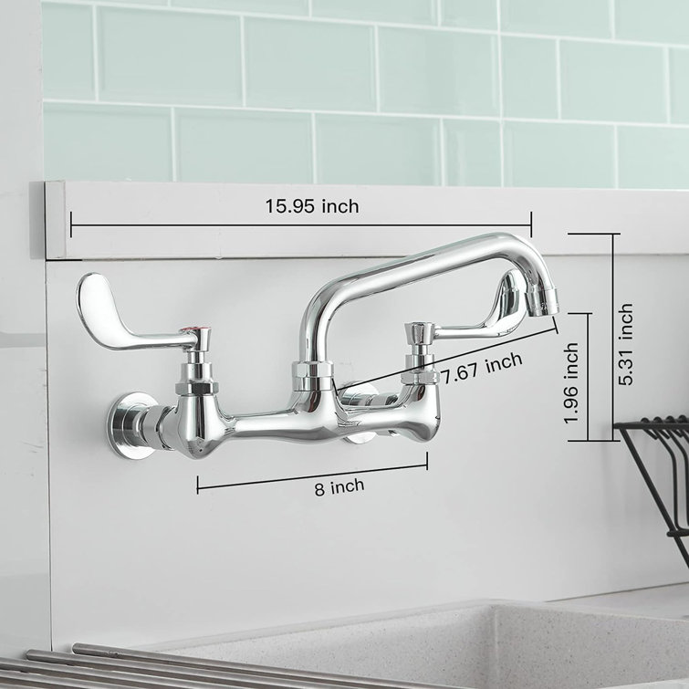 Chrome Wall Mounted 2-Handle Bathroom Faucet
