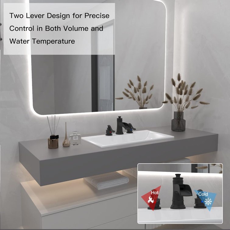 Matte Black Widespread 2-Handle Bathroom Faucet with Drain Assembly