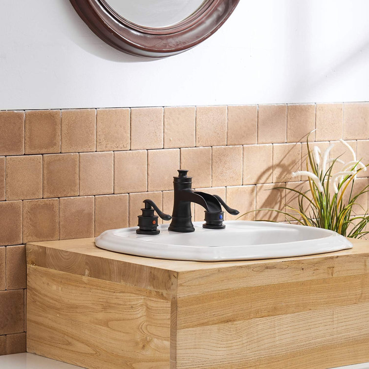 Matte Black Widespread 2-Handle Bathroom Faucet with Drain Assembly