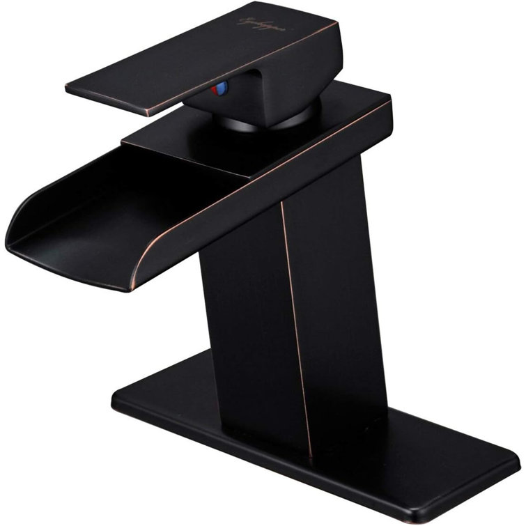 Oil Rubbed Bronze Waterfall Bathroom Faucet with Lever Handle