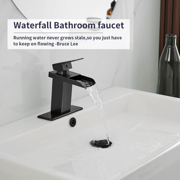 Oil Rubbed Bronze Waterfall Bathroom Faucet with Lever Handle