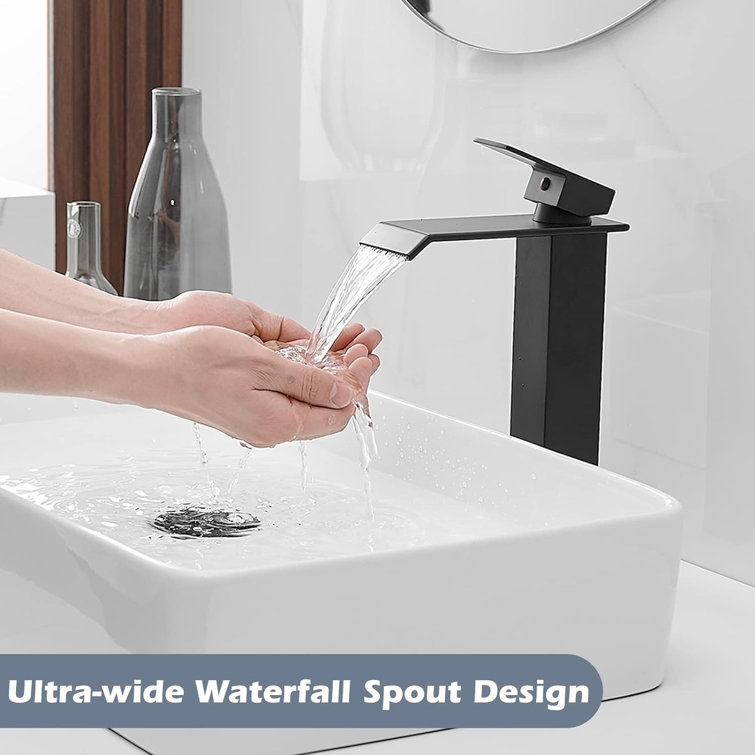 Matte Black Modern Waterfall Vessel Sink Faucet
