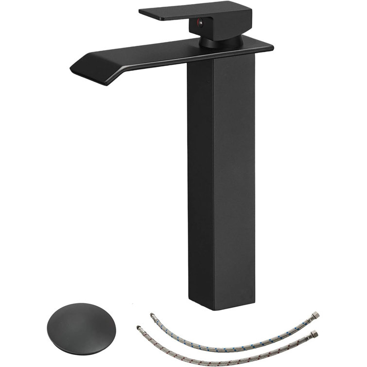 Matte Black Modern Waterfall Vessel Sink Faucet