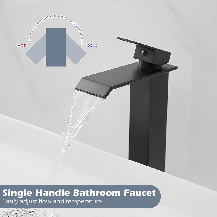 Matte Black Modern Waterfall Vessel Sink Faucet