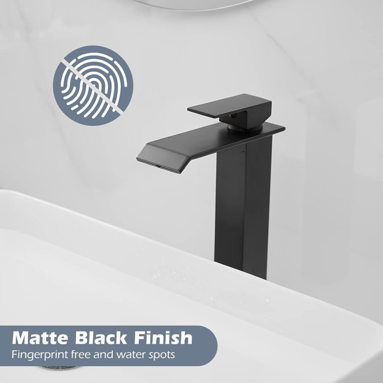 Matte Black Modern Waterfall Vessel Sink Faucet