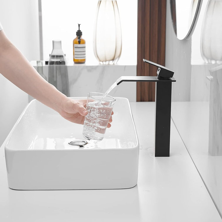 Matte Black Modern Waterfall Vessel Sink Faucet