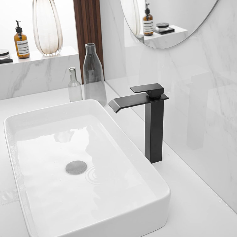 Matte Black Modern Waterfall Vessel Sink Faucet