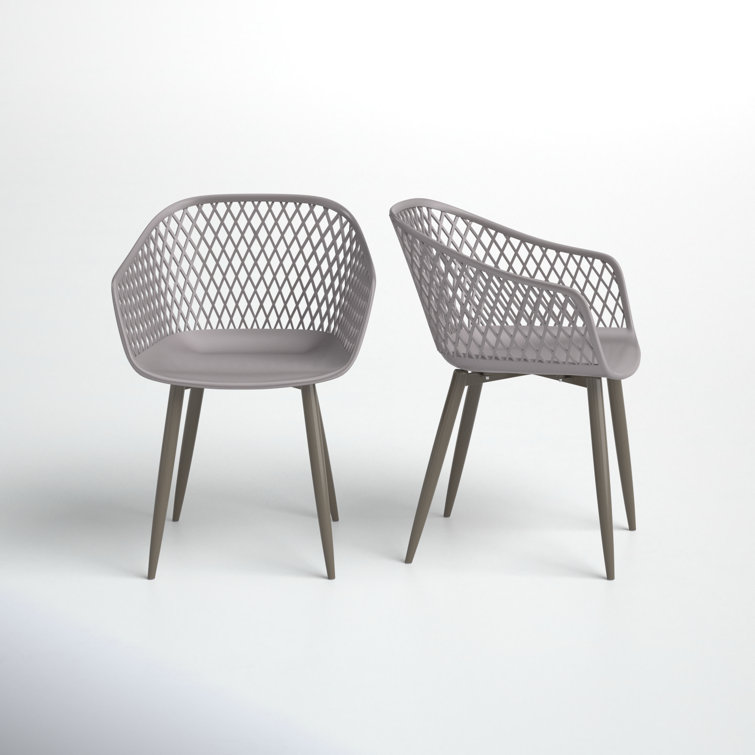 Gray Plastic and Metal Waterproof Dining Armchair Set