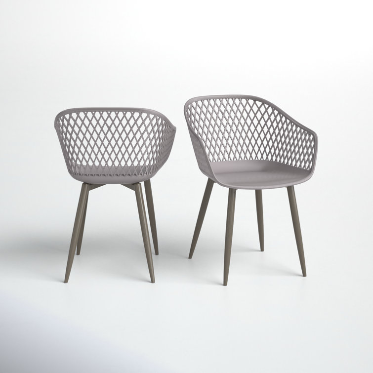 Gray Plastic and Metal Waterproof Dining Armchair Set