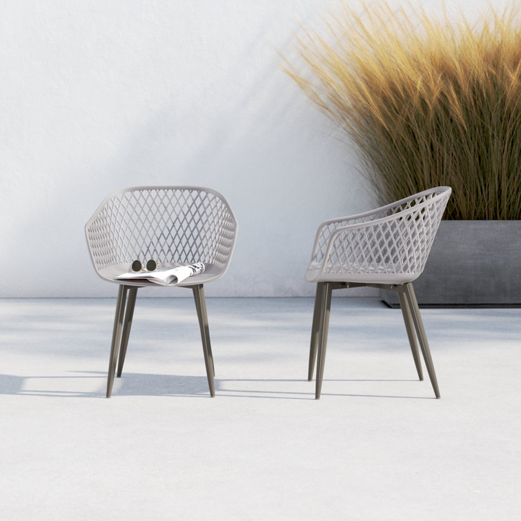 Gray Plastic and Metal Waterproof Dining Armchair Set